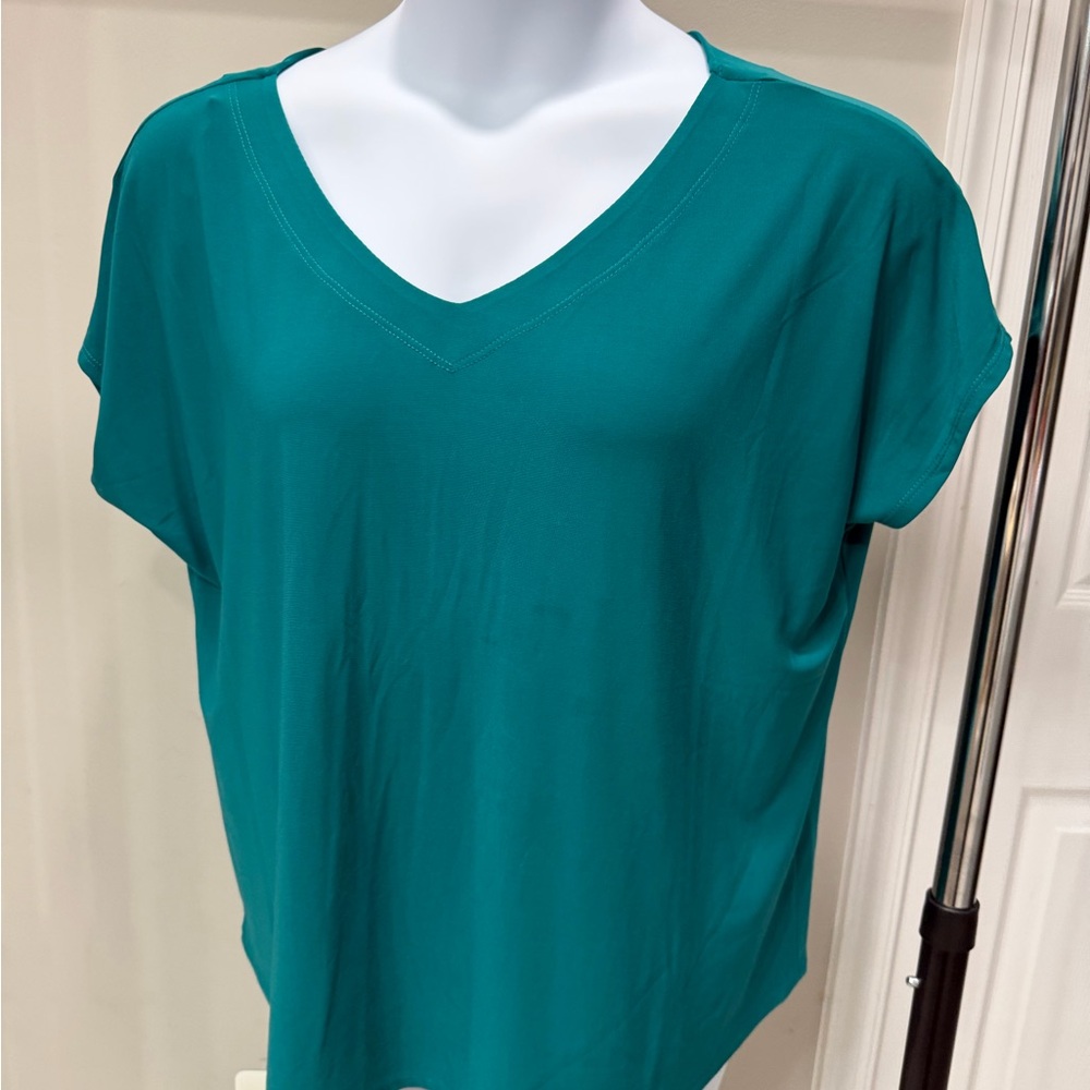 Elegant Teal V-Neck Women's Top